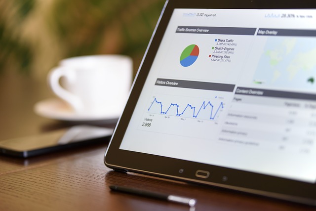 A tablet showing various graphs of data.